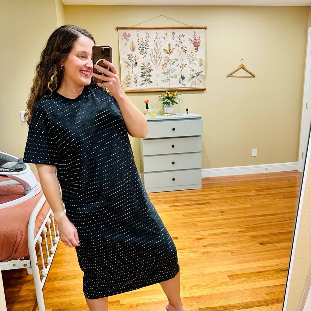 THE GREAT. Black White Polka Dot Cotton Maxi Dress 0 XS